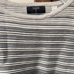 Tahari Black and White Striped Top, Ladies